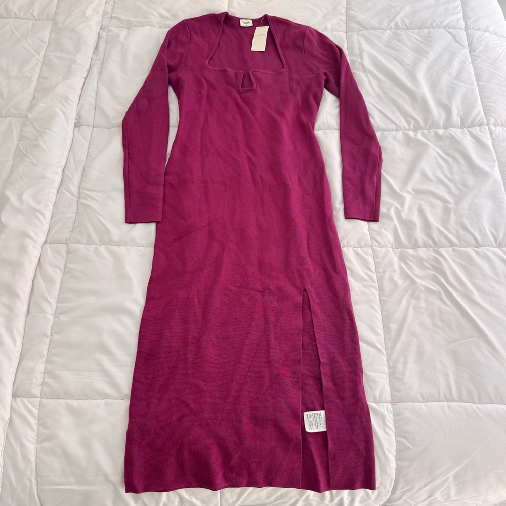Abercrombie & Fitch Fuchsia Long Sleeve Maxi Dress